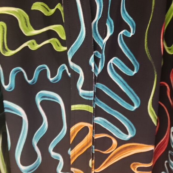 Norma Kamali NWToversized funky boyfriend shirtBlackwteal,green,orange,red sz lg - Picture 4 of 8